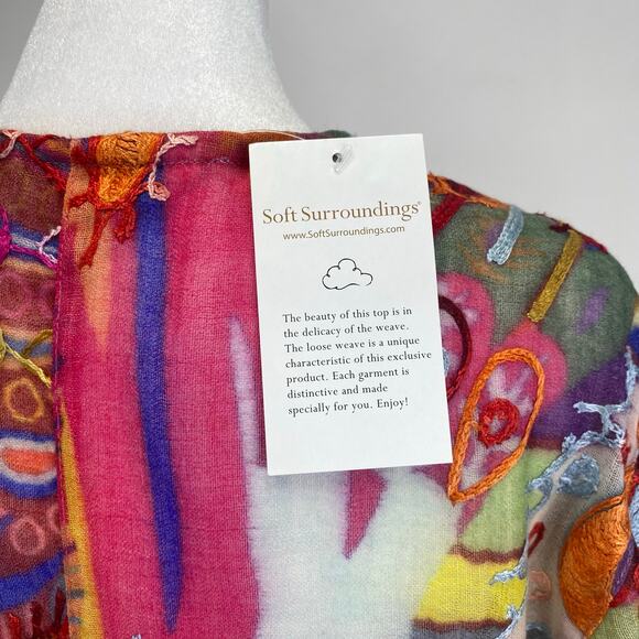 Soft Surroundings Lagenlook Paisley Wool Embroidered Kimono Artsy Boho S/M NWT - Picture 6 of 9